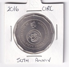 AUSTRALIAN: 2016 50 CENT CHANGEOVER 50th ANNIVERSARY CIRCULATED COIN #6145