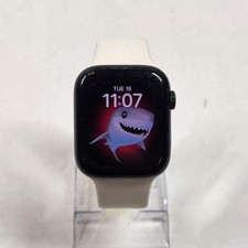 GPS Only Apple Watch Series 7 45MM Black Aluminum White Sport Band MKN53LL/A