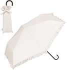 Wpc UV Protection Folding Parasol for Sun&Rain Handle Classic Frill Off White