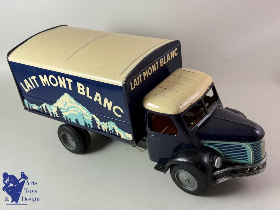 JOUET ANCIEN MONT BLANC RARE PROMO BERLIET LAIT MONT BLANC 38CM FRICTION C.1950 - Photo 4/4