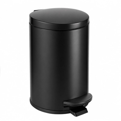 TIPGO 1.2 Gallons Small Black Trash Can, Bathroom Garbage Can with lid, Foot Ped