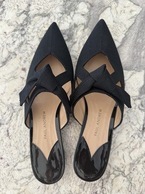 Paul Andrew Point Slides 36.5 (6.5 Women) unique Black dress shoes 