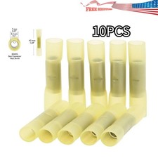 10PCS Yellow 8awg Wire Butt Crimp Connector Heat Shrink gauge GA Terminal Radio