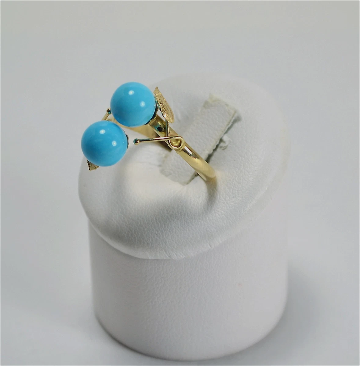 Bague Vintage Dorée Ajustable Avec Pierre Turquoise (bijou Fantaisie Occasion)