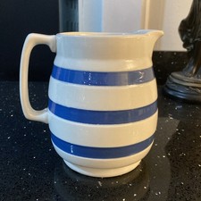 Vintage Staffordshire Chef Ware Jug – Blue & White Stripe – Made in England
