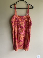 Old Navy Sun Dress Womens Large Orange Pink Knee Length Boho Strappy Party NWT