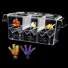 Fish Breeding Box, 3 Rooms HD Aquarium Breeder Box with Suction Cups Hatchery Ac