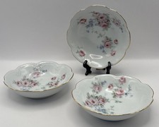 Vintage Berry Bowls 3 Hand Painted Pink Roses Bowls Keepsake Dishes Germany