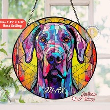 Custom Pet Portrait Stained Glass Suncatcher, Dog Cat Memorial Gift