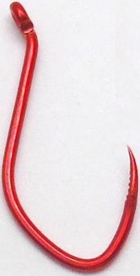 ANGL #1/0 B/LESS SGL GRABBER HK(8) RED (Semi Barbless Single Sickle)