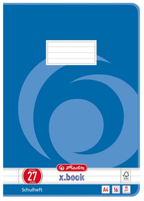 Herlitz Schulheft x.book DIN A4 Lineatur 27 / liniert 16 Blatt