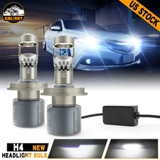 2X LHD H4 Bi-LED Projector Lens Hi/Lo Headlight Mini Bulbs 400W 90000Lm Retrofit