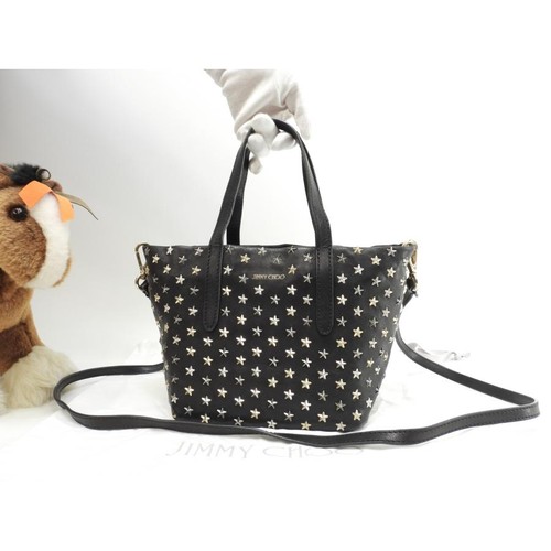 Jimmy Choo Star Studs J000066567001 Pochette Grainy Leather Black #HBY0389