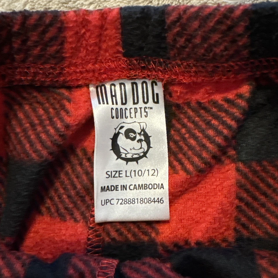 Mad Dog Concepts Girls Fleece Pajama Pants L 10/12 Buffalo Plaid - Image 2 of 2