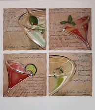 Vintage Retro Cocktail Art Recipe Prints Wall Decor Set Of 4 By LOUISE MAX