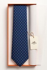 Hermes Silk Tie All-Over Pattern Made in France with Box  Tag Used