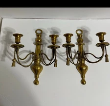 Vintage Castilian Imports Brass Candle Holders 2 Arm Sconces