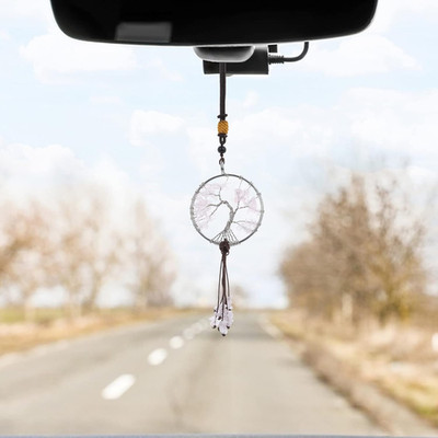 Baum des Lebens, hängende Verzierung für Auto Rückspiegel, 7 Chakra Steine, Heil