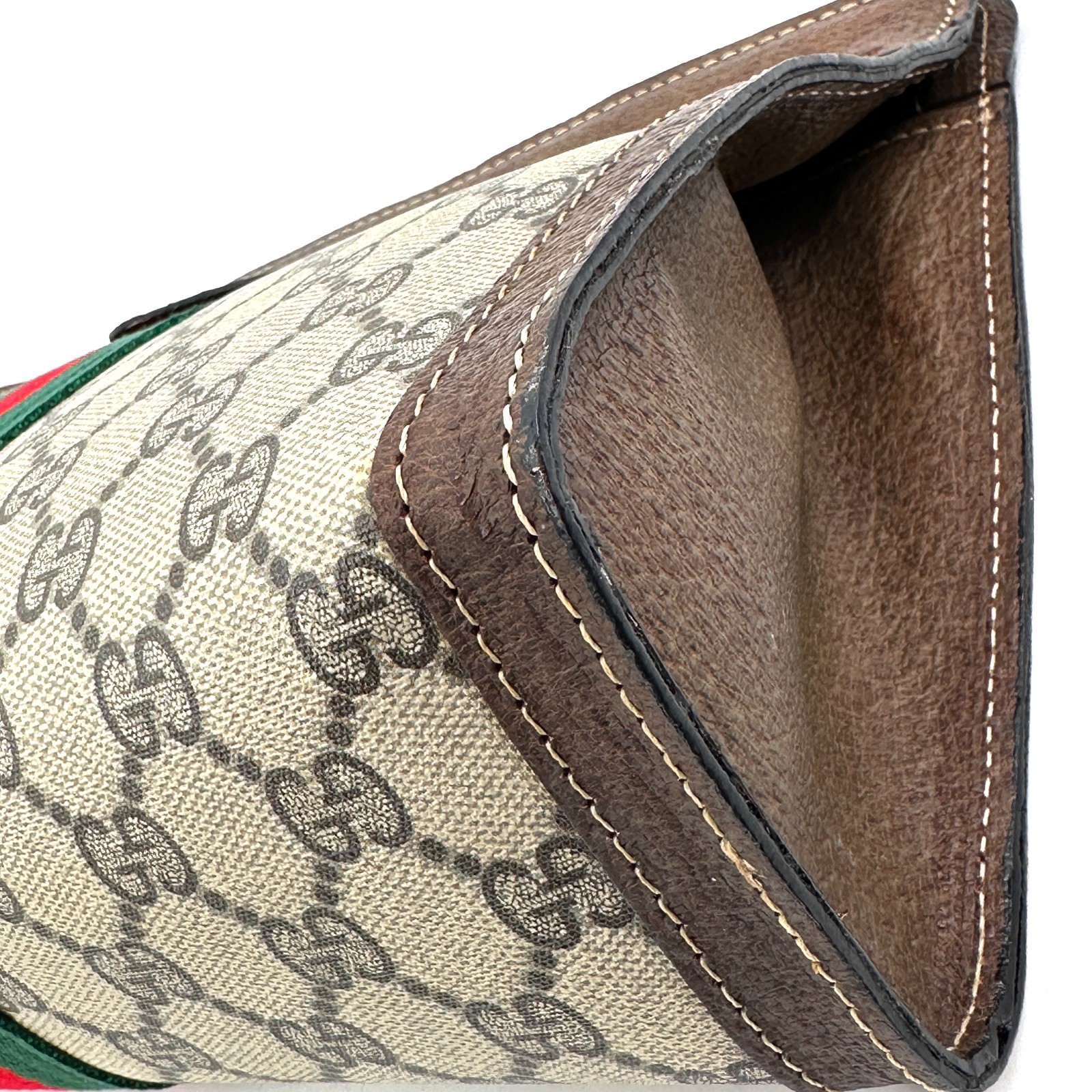 Vintage GUCCI Clutch Bag Sherry Line GG PVC Leather Brown Purse Authentic thumbnail 12