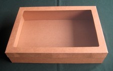 96 Medium Kraft Cardboard Food Platter Boxes Tray and Window Lid 36 x 25 x 8 cm