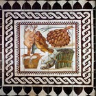 16 x 16 Art Ancient Rome Pompeii Fish Mural Tumbled Marble Decor Tile #234