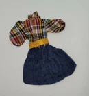 Vtg Barbie 1982 My First Fashion #5609 Plaid Denim Dress Outfit