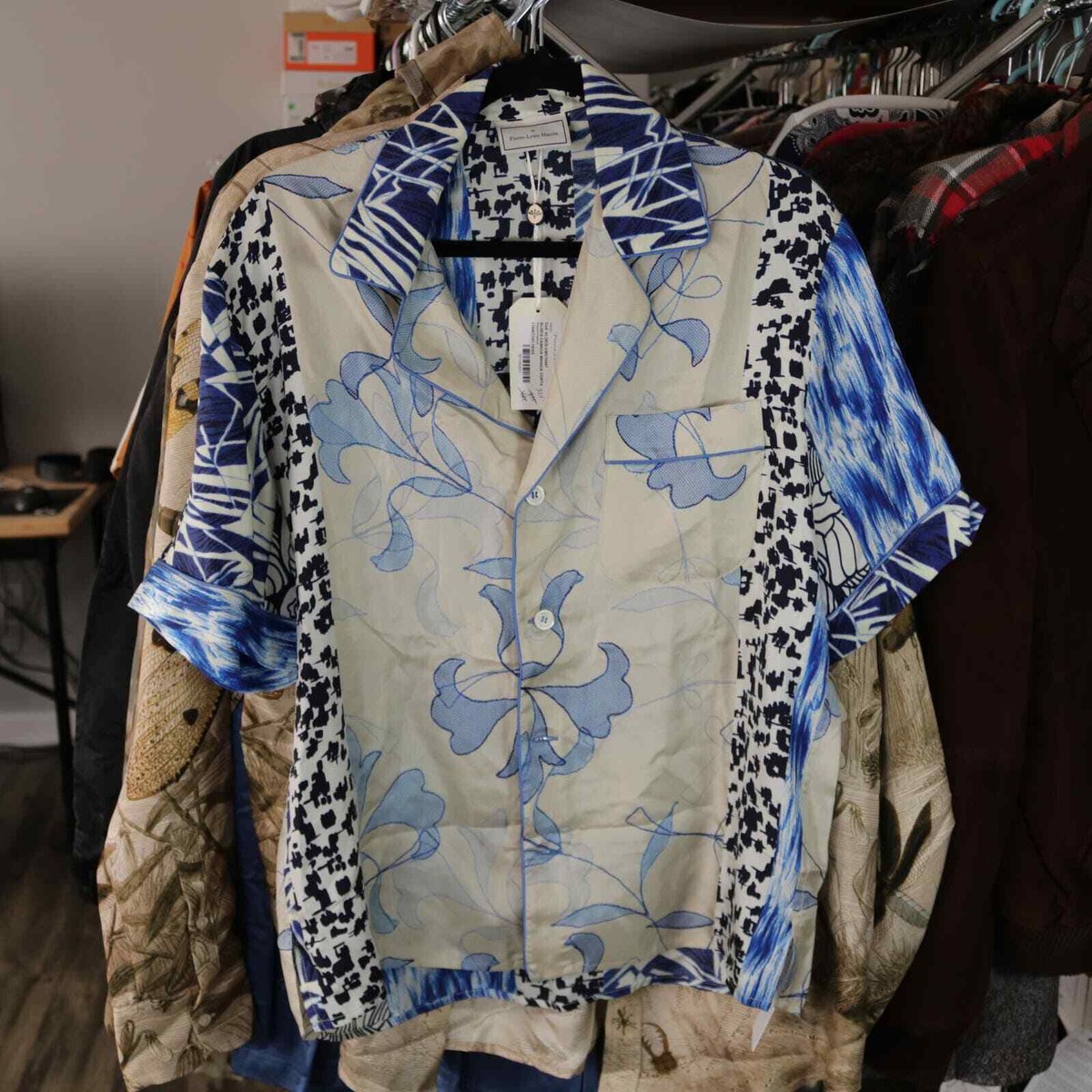 ちゃんぽPIERRE LOUIS MASCIA TWILL DROP Pierre-Louis Mascia // Blue & Multicolour Striped Button Up Shirt