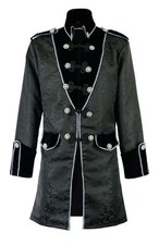 Renaissance Men's Black Gothic Brocade Jacket Frock Coat Steampunk VTG Victorian