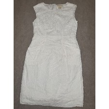 Michael Kors White Swirl Embroidery 100% Cotton Empire Waist Sleeveless Dress 4P