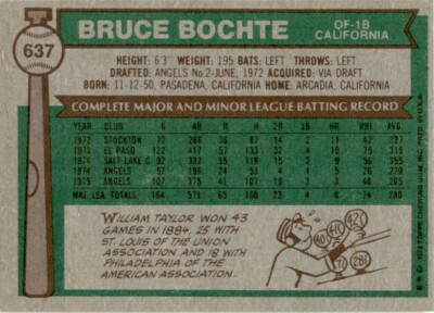 1976 Topps Baseball Bruce Bochte (B) California Angels #637 | eBay