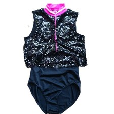 Weissman Tap Jazz Dance Costume Leotard / Sequin Jacket And Warm Up Pants MA Blk