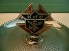 Knights of Columbus Ashtray-Crest of K Of C Shown-Chrome-Made in USA — photo 3