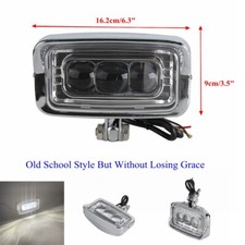 Faro LED quadrato moto d'epoca retrò per Harley Cruiser Bobber Yamaha