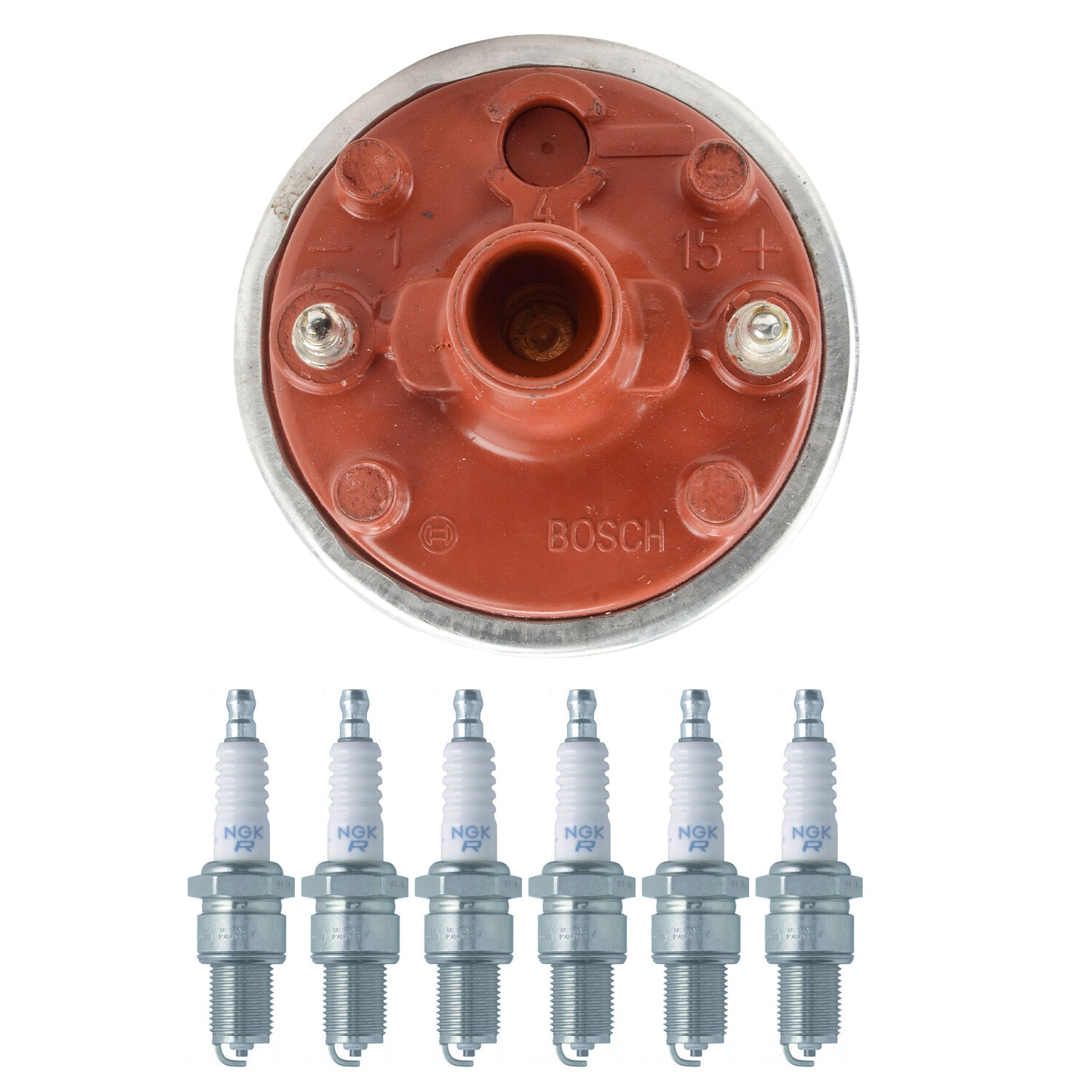 Bosch Ignition Coil NGK 6 Standard Spark Plug Kit For Porsche 911 3.3 H6 1986