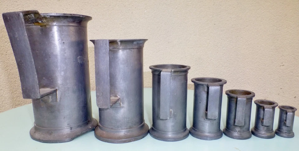 7 MESURES à GRAIN Ancien Louis Philippe ÉTAIN Boisseau de Mesure - Photo 2/4