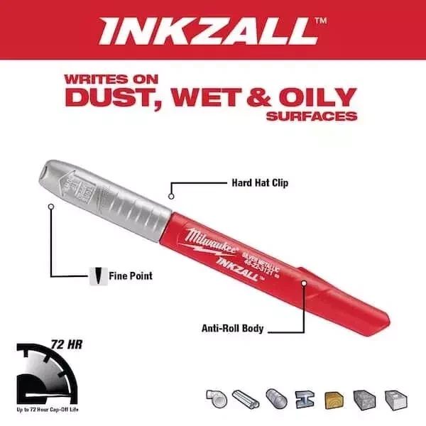 Inkzall Silver And Gold Fine Point Jobsite Permanent Markers (2-pack) | Marker - Image 2 of 4