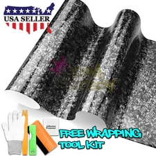 Forged Gloss Carbon Fiber Black Car Vinyl Wrap Air Release Sticker Sheet Film
