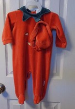 INFANT TODDLER 2 PC FOOTED HALLOWEEN PUMPKIN COSTUME HAT CAP SZ 9 MTS