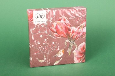 IHR Servietten ''Winter Amaryllis red'' 33x33 cm festlich Tischdeko Xmas Advent