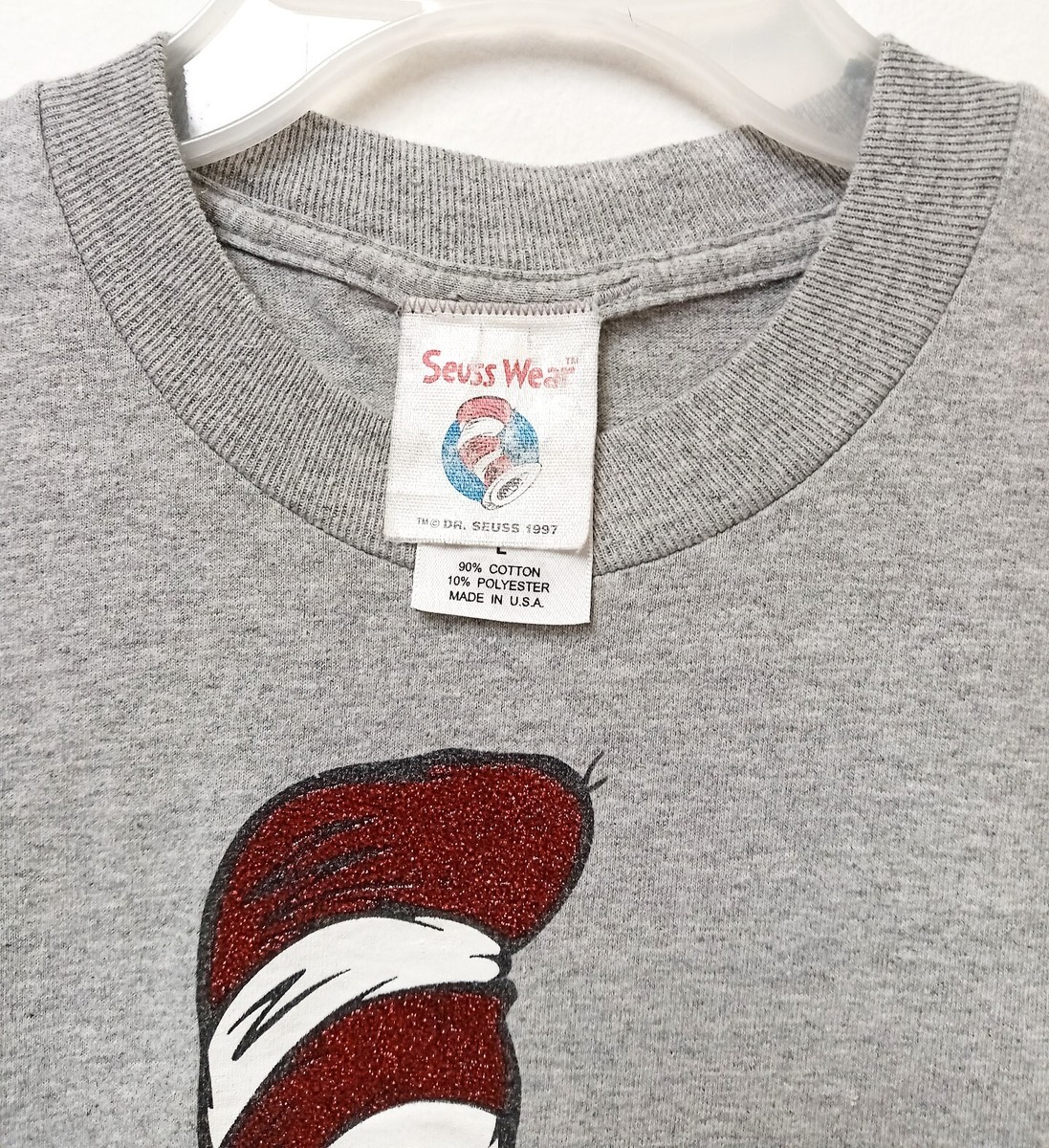 VTG CAT In The HAT T- Shirt MENS LARGE 1997 Dr Seuss Wear