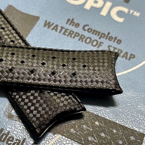 Cinturino orologio subacqueo svizzero estremità 22mm curvo Tropic originale anni 60 confezionato vecchio stock - Foto 2 di 15