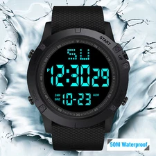 Men's Military Tactical LED Digital Sports Watch Backlight Wristwatch Waterproof