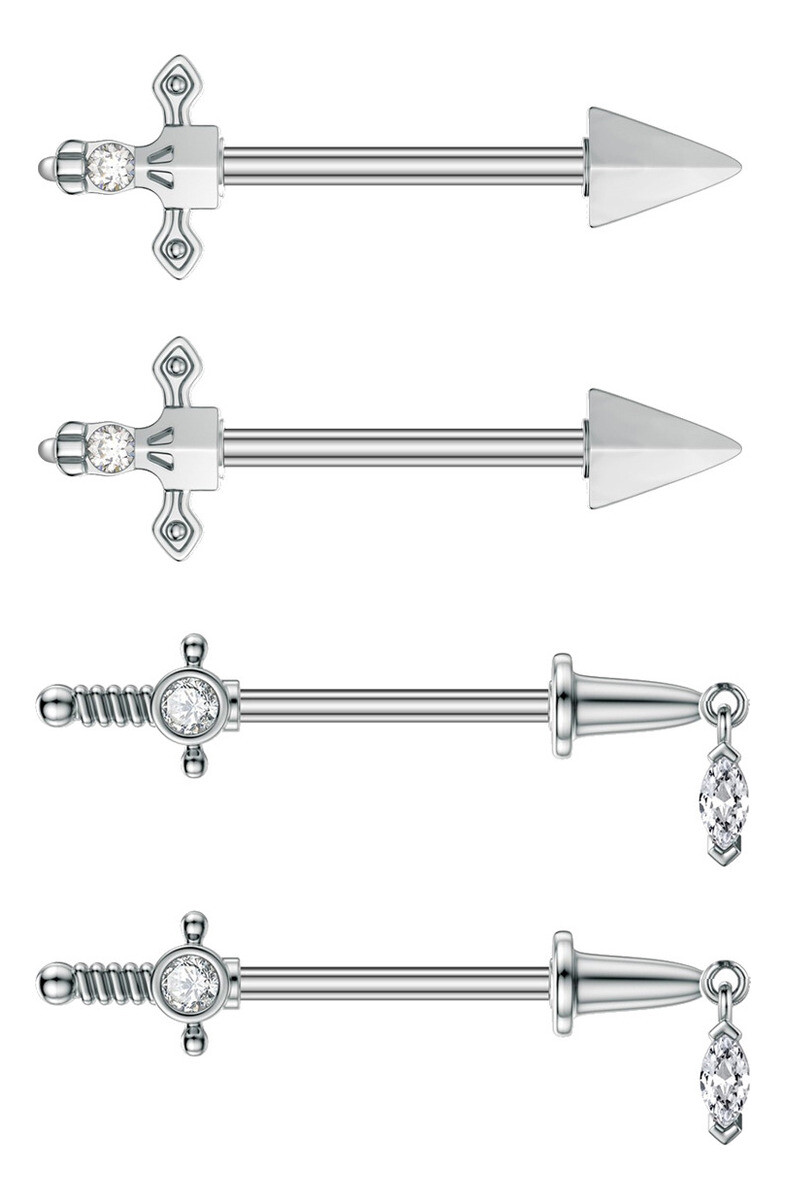 1Pairs Dagger Sword Nipple Rings 316L Surgical Steel Nipple 1Pairs Dagger Sword Nipple Rings 316L Surgical Steel Nipple