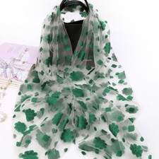 Women Floral Sheer Mesh Shawl Scarf Wraps Shrug for Evening Party 70X3