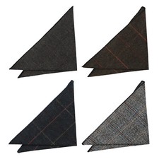 Fazzoletto da uomo tweed spina di pesce check formale tascabile quadrato fazzoletto fazzoletto di DQT