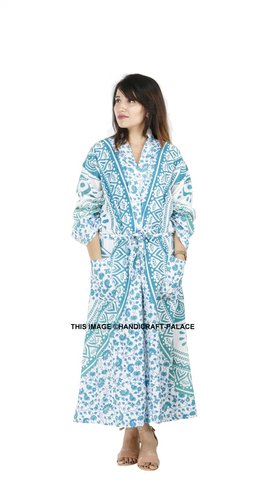 Bata De Baño Spa Mandala Ombre Para Damas De Algodón Ropa De Noche