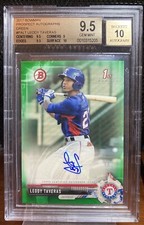 2017 1st Bowman Prospect Autographs Green Leody Taveras Baseball Card BGS 9.5 10
