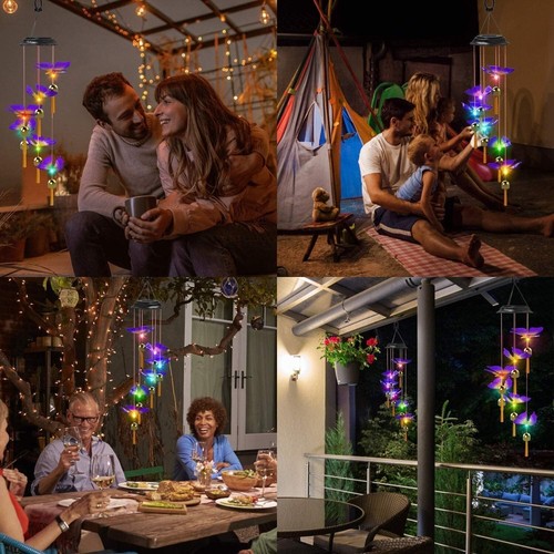 Solar Powered LED Light Decor Wind Chimes Garden Hanging Colour Changing Outdoor - Picture 12 of 19