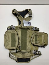 Pet Harness Cordura Tactical Green Backpack Service Dog Harness W/ Pouches XL