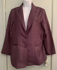 Alfred Dunner Petite Size 12P Blazer Jacket Purple Textured 2 Button Welt Pocket